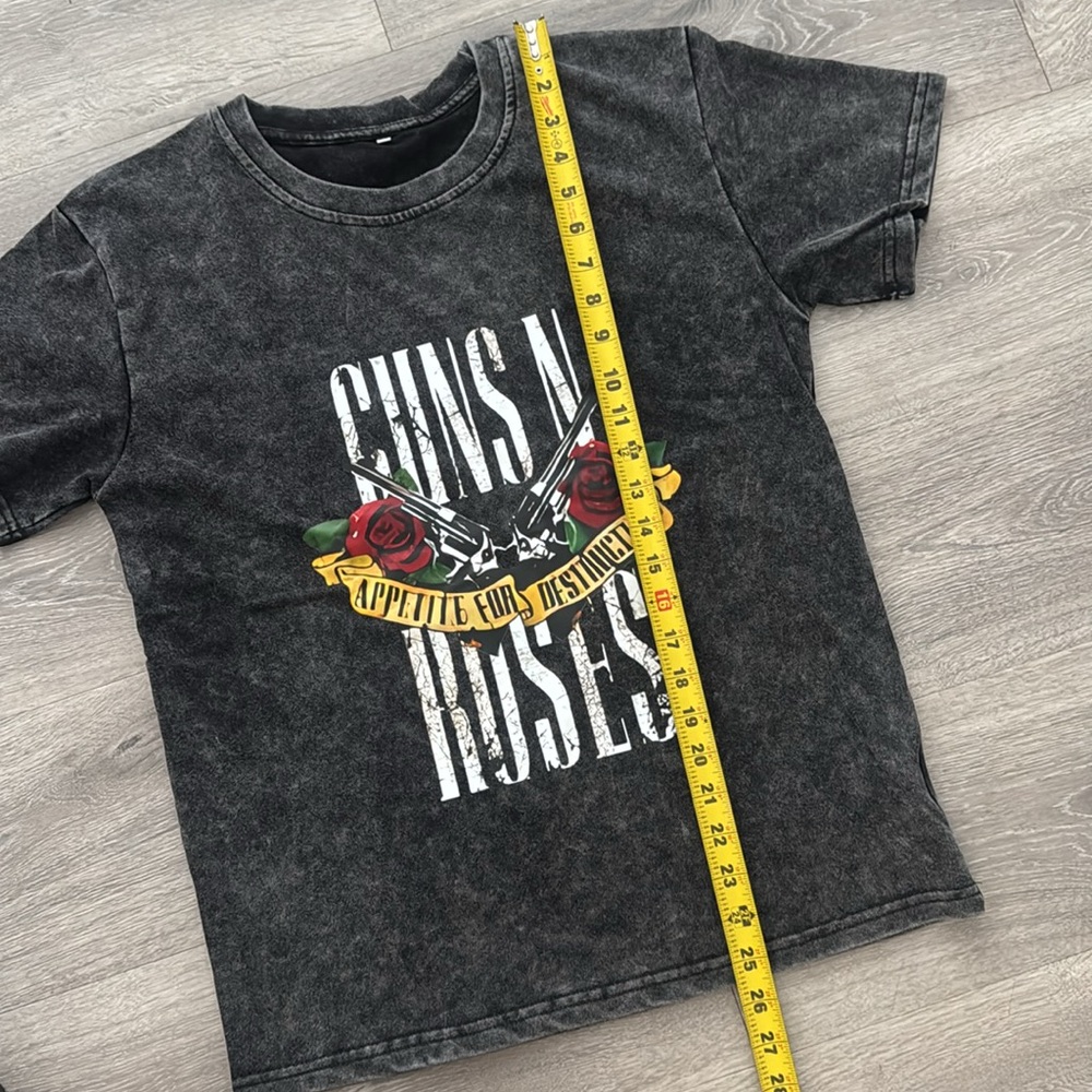Guns N Roses Graphic T-Shirt Short Sleeve Shirt Women’s Distressed Gray Medium - Picture 12 of 12